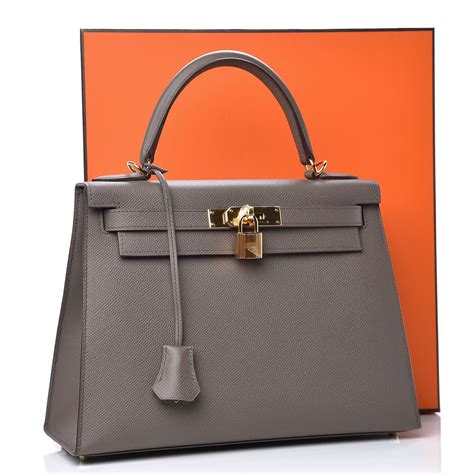 HERMES Epsom Horseshoe Kelly Sellier 28 Etain 